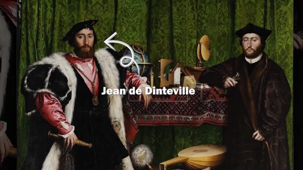 On the left stands Jean de Dinteville, French ambassador to England
