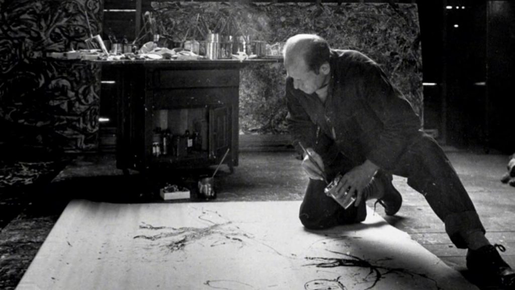 Once the paint left his hand, gravity and physics determined where it landed. He could influence but not completely control the result.