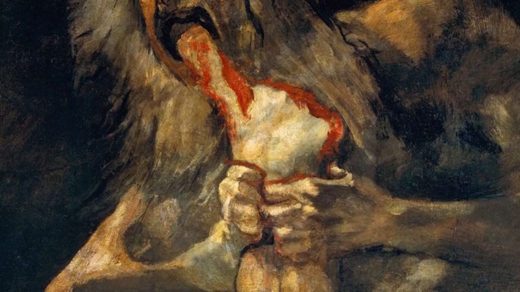 Look at Saturn's hands - this detail reveals Goya's psychological genius.