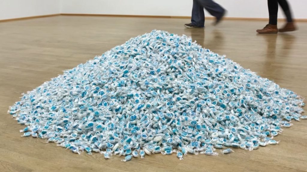 Felix Gonzalez-Torres' candy pile diminished each day as visitors took pieces
