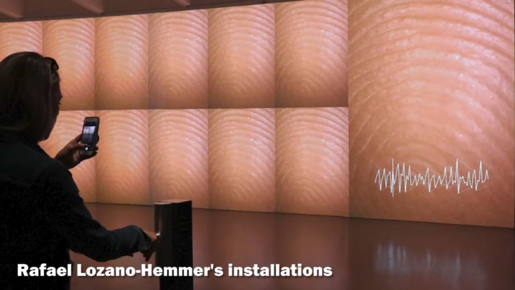 Rafael Lozano-Hemmer's installations might