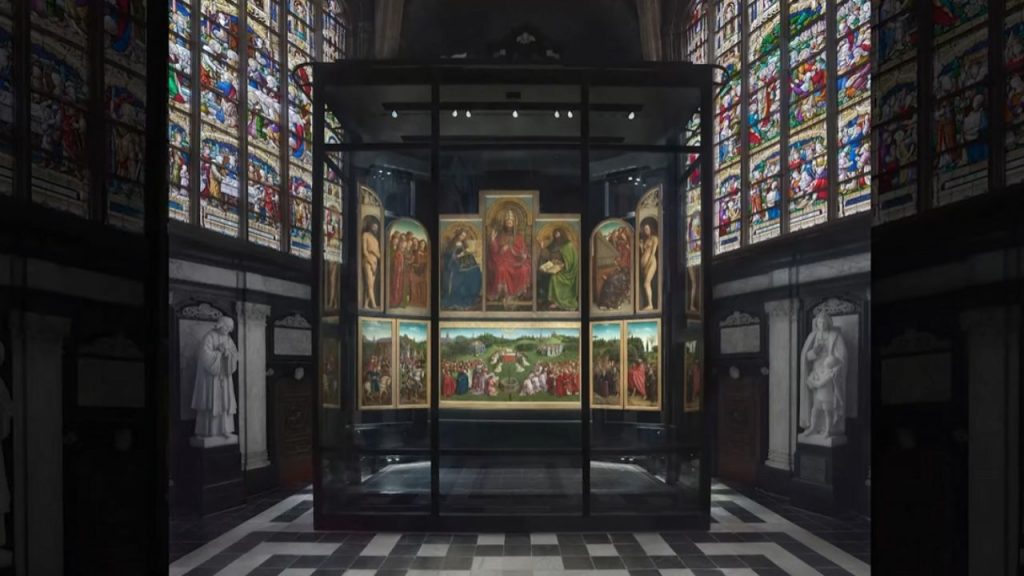 The restored inscription panels revealed Van Eyck's complex understanding of time and eternity.