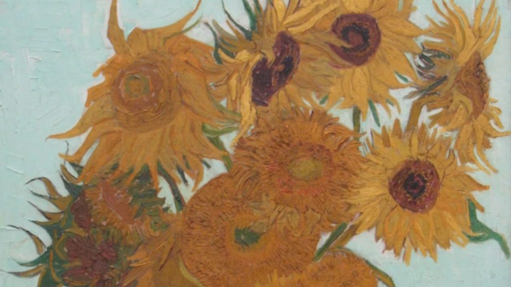 The sunflowers reflect this tension - they're beautiful but agitated, golden but somehow sad.